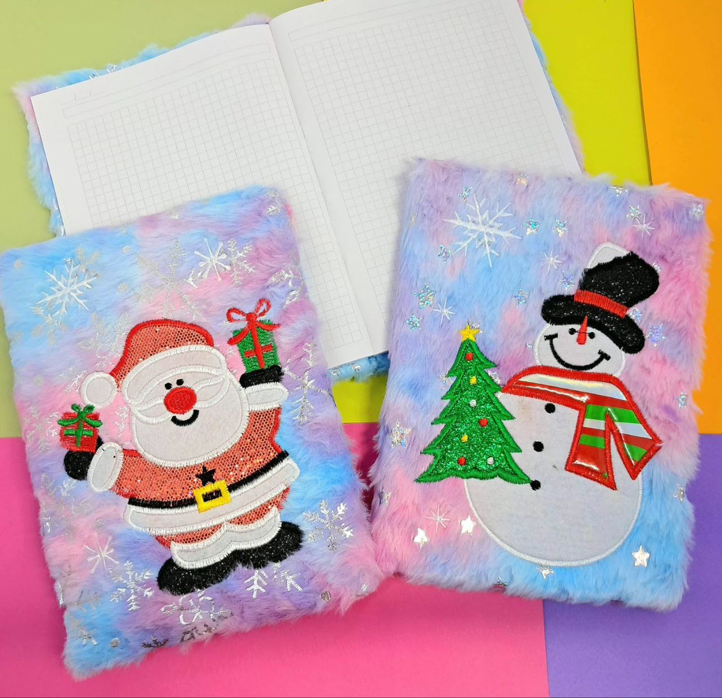 Блокнот з хутром А5 80 аркушів клітинка Новорічний, фото 1