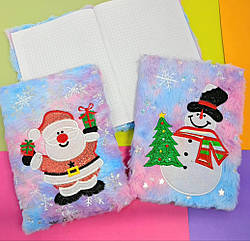 Блокнот з хутром А5 80 аркушів клітинка Новорічний