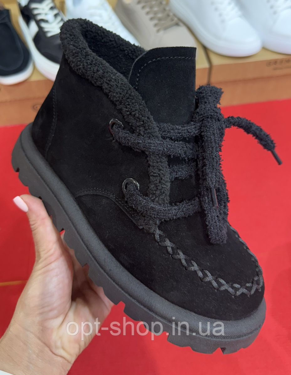 Чоботи Жіночі зимові уггі замшеві шкіряні на платформі руді коричневі сірі, фото 1