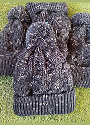 В'язана жіноча шапка зимова C&A синя та чорна