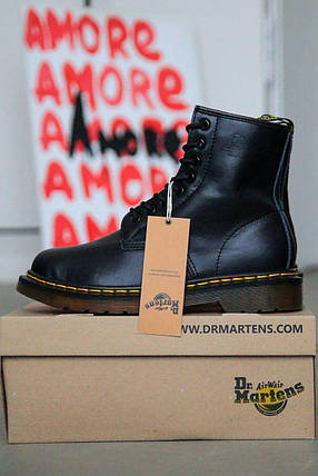 Зимові черевики Dr. Martens 1460 Black Winter Fur Чоботи Доктор Мартінс чорні з хутром чорним зимові шкіра унісекс теплі, фото 1