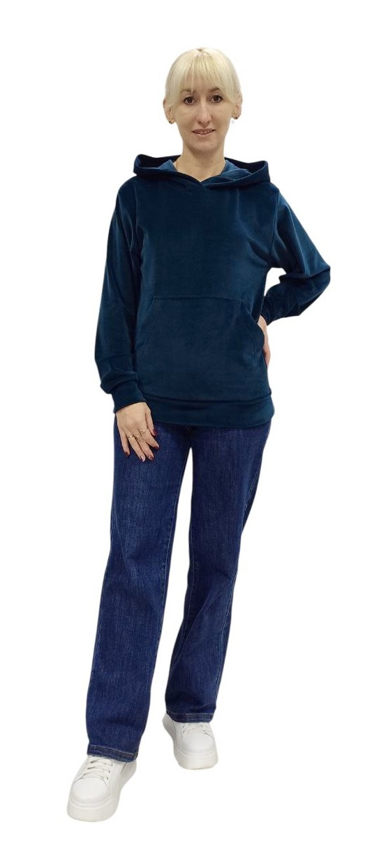 Велюрова кофта з капюшоном, фото 1