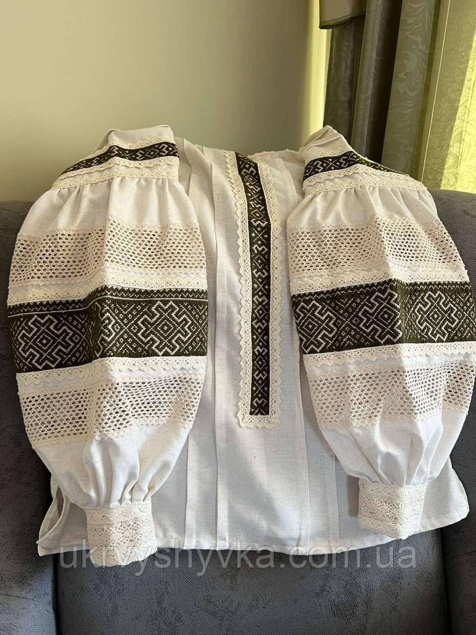 Ексклюзивна вишиванка ручної роботи “Оливкова ніжність”, фото 1