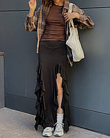 Женская трендовая юбка с воланами, Ткань: микро-масло Размер: Xs-M (one size ) Цвет: черный