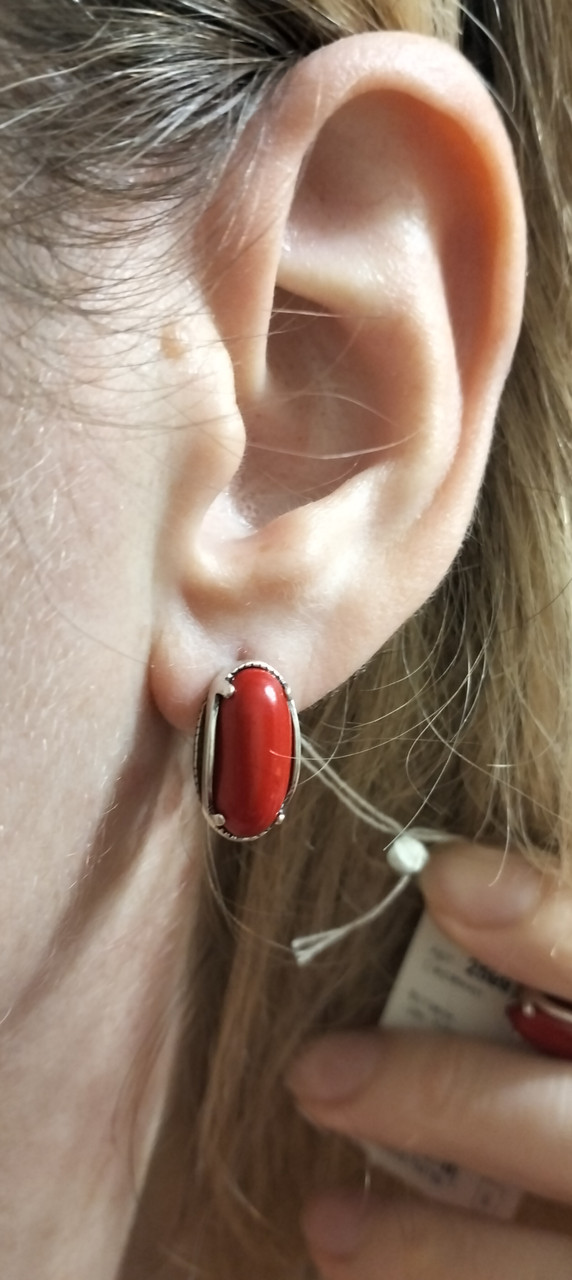 Срібні сережки з коралом від Хартов, фото 1