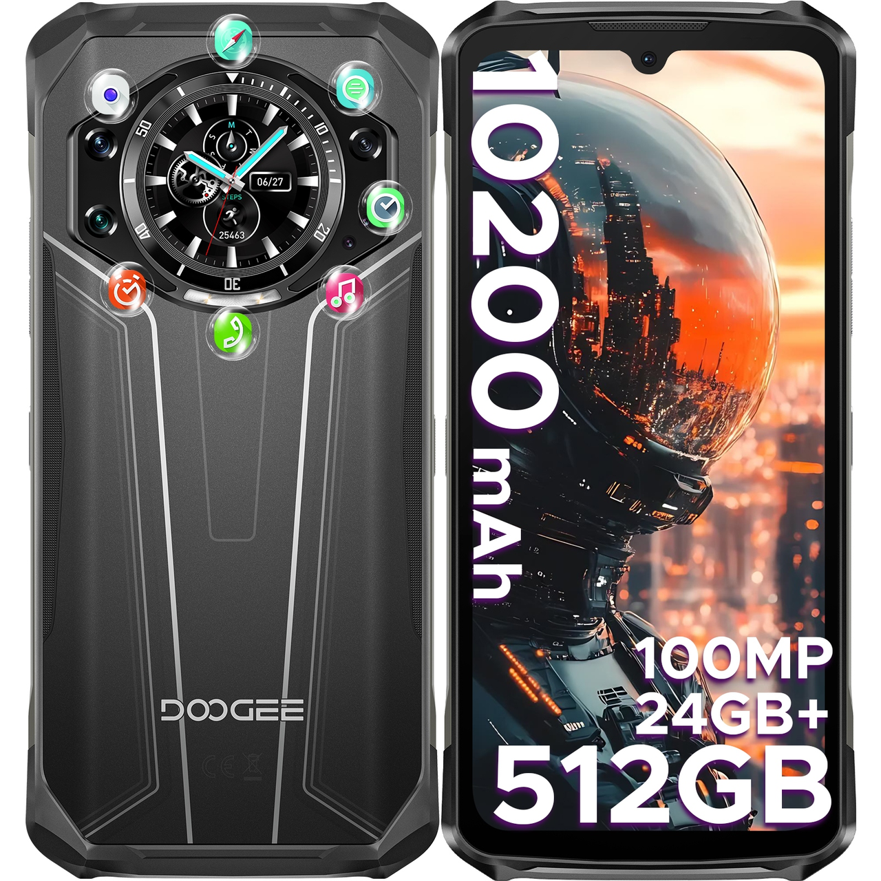Захищений смартфон DOOGEE S119 Silver 8/512Gb Mediatek MT8788 NFC АКБ 10200mAh