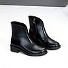 Практичні універсальні чорні зимові шкіряні черевики низький хід, фото 3