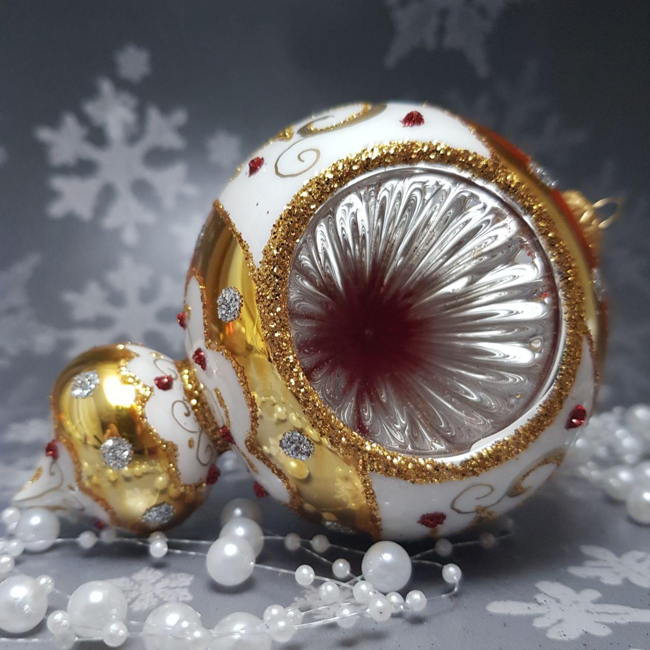 Скляна ялинкова іграшка Барокова Куля із Золотим Візерунком Snegka Poland