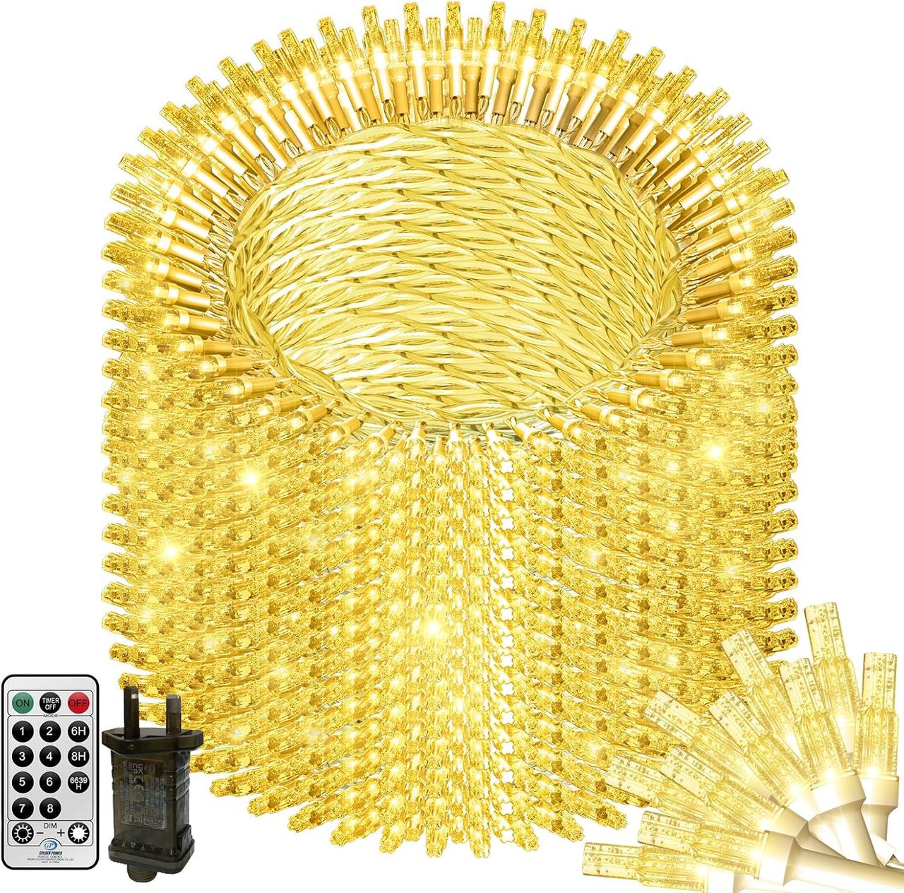 THKFUL 100M 800LED Різдвяні казкові вогні Відкритий Plug, Довгі різдвяні вогні Crystal з дистанційним таймером, Садові гірлянди, фото 1