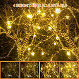 THKFUL 100M 800LED Різдвяні казкові вогні Відкритий Plug, Довгі різдвяні вогні Crystal з дистанційним таймером, Садові гірлянди, фото 5