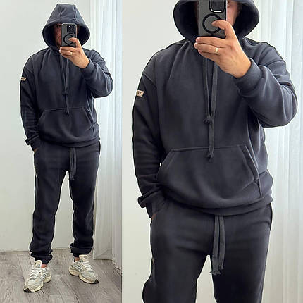 Чоловічий флісовий костюм графіт великого розміру Розміри: 46-48, 50-52, 54-56, фото 1