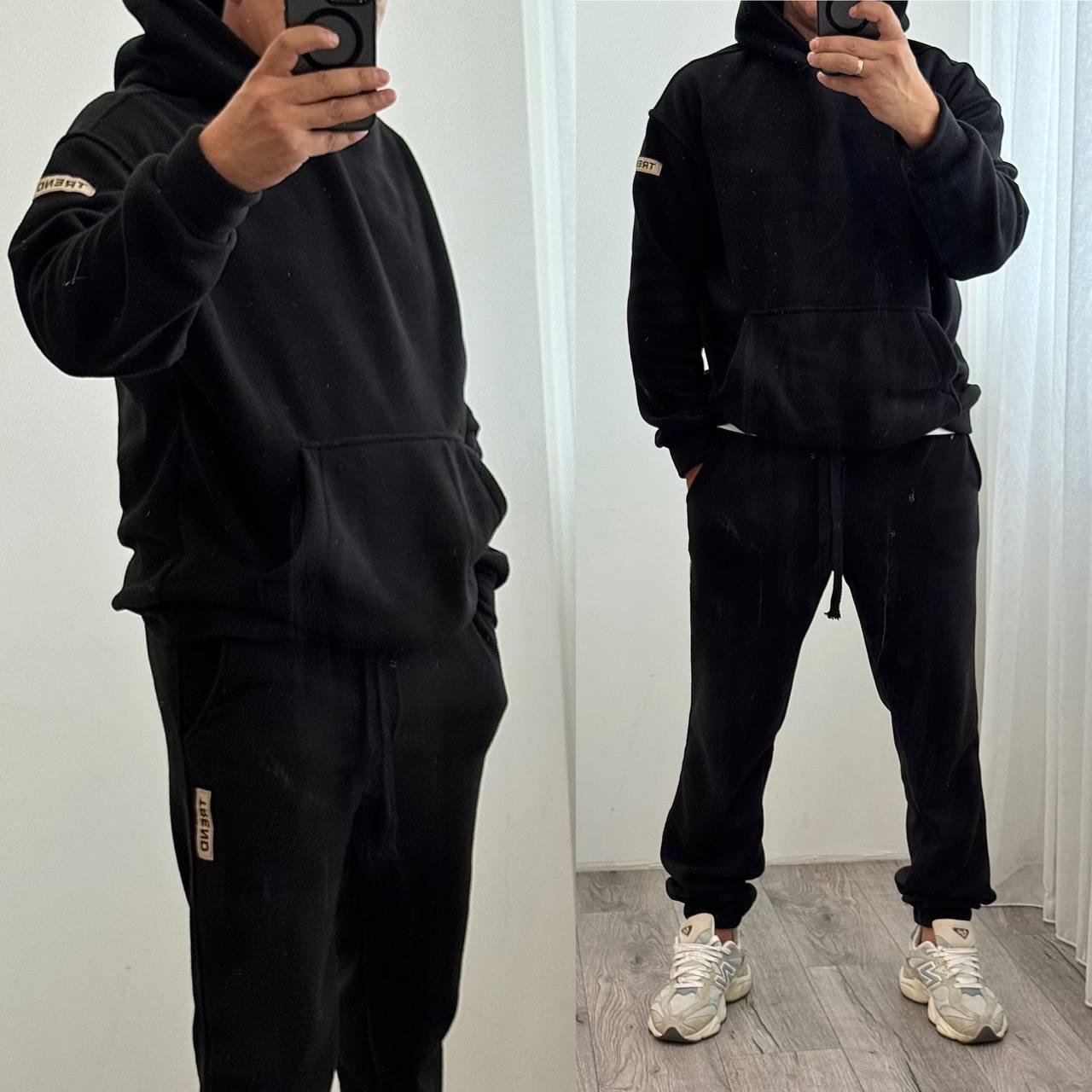 Чоловічий флісовий костюм чорний великого розміру Розміри: 46-48, 50-52, 54-56