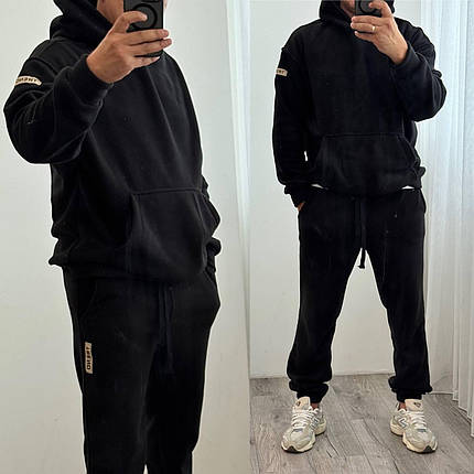 Чоловічий флісовий костюм чорний великого розміру Розміри: 46-48, 50-52, 54-56, фото 1