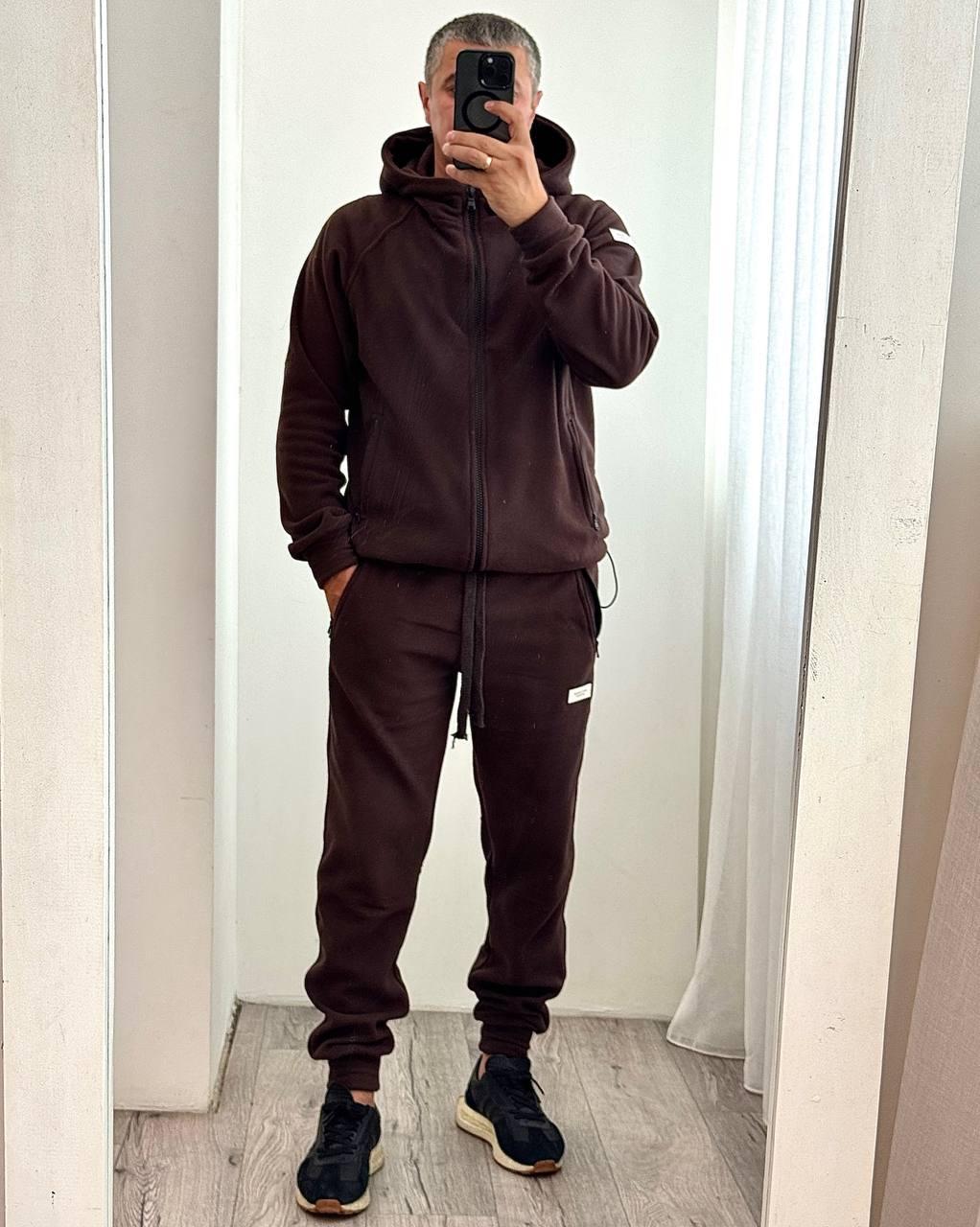Чоловічий флісовий костюм шоколад великого розміру Розміри: 46-48, 50-52, 54-56