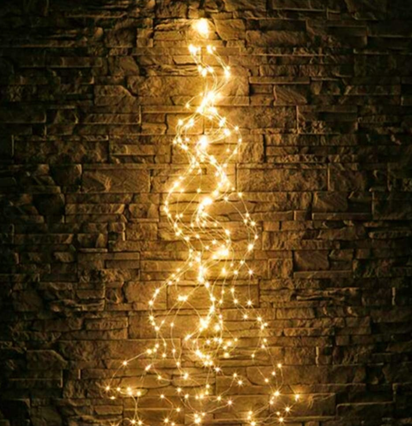 Гірлянда кінський хвіст на ялинку usb 2 метри 20 ниток 400 діодів, промені роси, тепле світло, фото 1