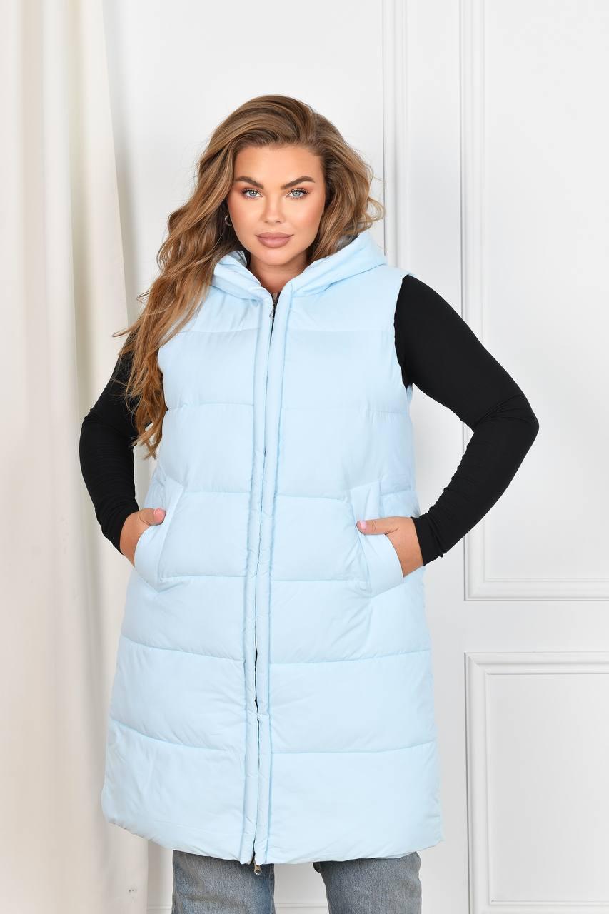 Жіноча жилетка з капюшоном /жилет батал арт. 5507