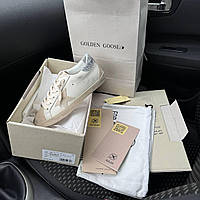 Кросівки Golden Goose White Beige Premium, чоловічі кросівки Golden Goose, стильне взуття Голден Гус, біліі кросівки Golden Goose