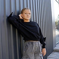 Модний чорний світшот для дівчинки з м'якої тканини