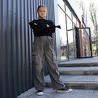 Сірі джинси для дівчинки з кишенями — стиль і зручність на кожен день