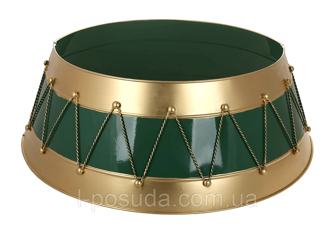 Декоративний кожух для ніжок штучної ялинки-спідниця зелено-золота, фото 1