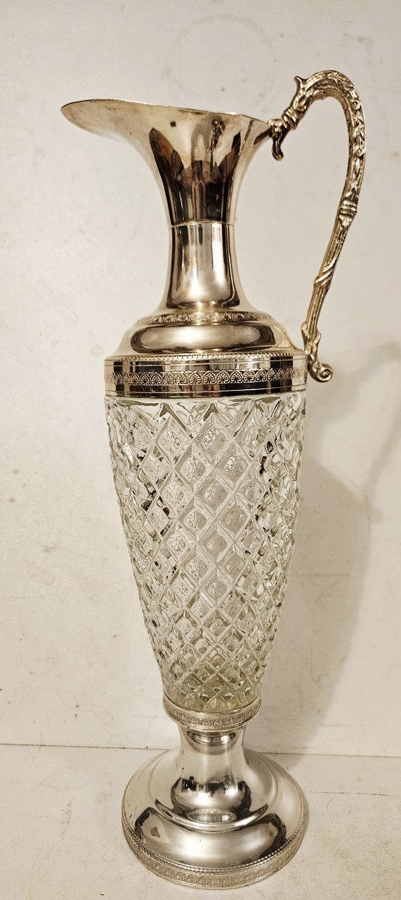 Хрустальний Декантер графин для вина з латунню, фото 1