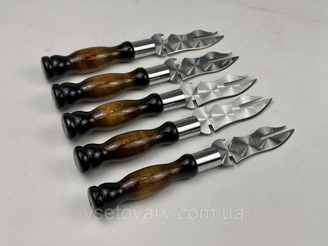 Вилка-ніж для зняття м'яса ПРЕМІУМ, з деревяною ручкою, фото 1