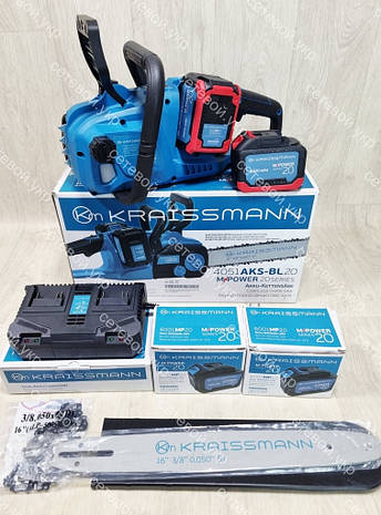 6 АЧ Новинка 2025р Акумуляторна ланцюгова пила KRAISSMANN 4051 AKS-BL 20, фото 1
