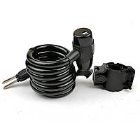 Замок для велосипеда тросовий 10х1500мм протиугінний чорний