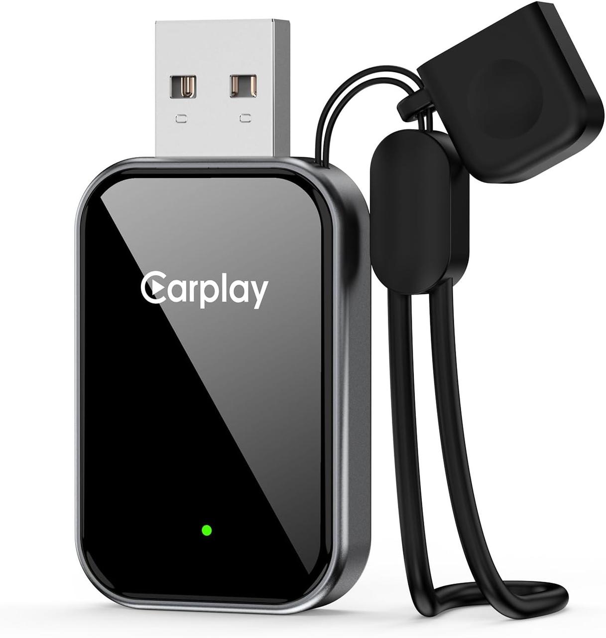 MoKo для бездротового адаптера Apple CarPlay — 2025 Перетворення дротового CarPlay на бездротовий ключ, USB-A/C Plug & Play, фото 1