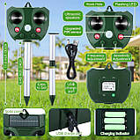 Qualirey 2 Pack Сонячний ультразвуковий репелент від тварин, USB-репелент для кішок Відкритий підвісні пристрої для стримування, фото 3