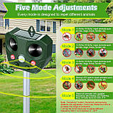 Qualirey 2 Pack Сонячний ультразвуковий репелент від тварин, USB-репелент для кішок Відкритий підвісні пристрої для стримування, фото 5