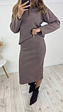 Кавовий жіночий костюм зі щільної трикотажної ангори: кофта та спідниця, фото 2