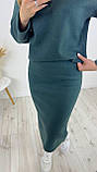 Смарагдовий жіночий костюм зі щільної трикотажної ангори: кофта та спідниця, фото 3