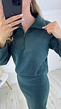 Смарагдовий жіночий костюм зі щільної трикотажної ангори: кофта та спідниця, фото 4