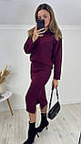 Бордовий жіночий костюм зі щільної трикотажної ангори: кофта та спідниця, фото 3