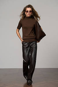 Кофта гольф жіноча трикотажна без рукавів шоколадна