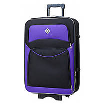 Середня дорожня валіза на колесах Bonro Style M тканинна чорно-т.синя з кодовим замком і висувною ручкою, фото 2