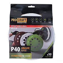 Шкірка шліфувальна Procraft KB225.40 UNIVERSAL (набір 10 шт.)