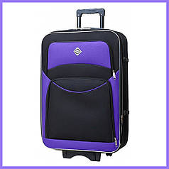 Середня дорожня валіза на колесах Bonro Style M тканинна чорно-т.синя з кодовим замком і висувною ручкою