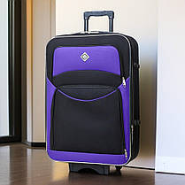 Велика дорожня валіза на колесах Bonro Style L тканинна чорно-темно-синя з кодовим замком і висувною ручкою, фото 3