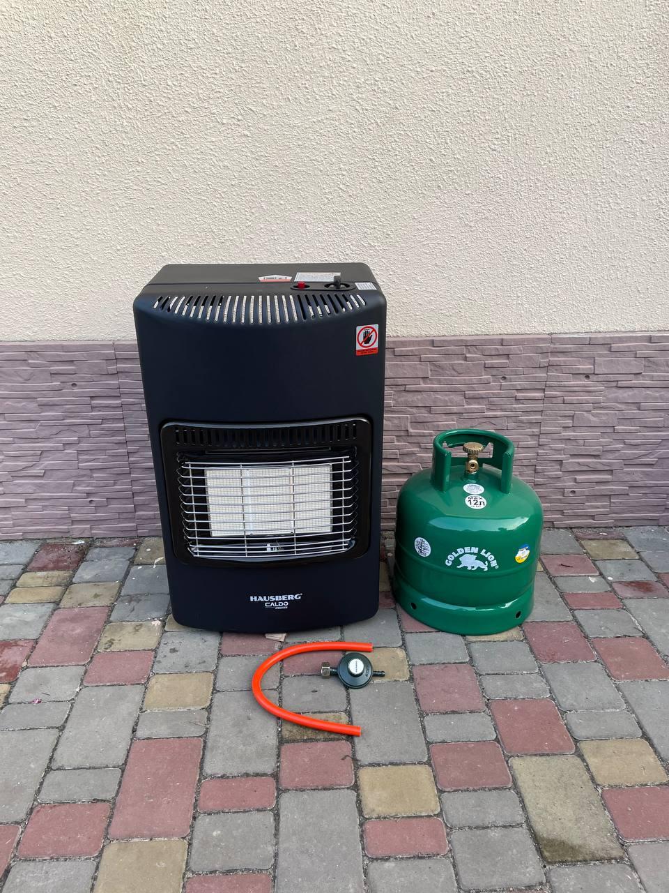 Газовий комплект обігрівач 2 в 1 Hausberg (редуктор, шланг) + балон 15 л, фото 1