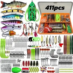 Набір приманок для риболовлі 153 в 1, жорсткі та м’які воблери, вибруси, свинцеві жабки, комплект для рибалки