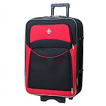 Середня дорожня валіза на колесах Bonro Style M тканинна чорно-червона з кодовим замком і висувною ручкою, фото 2