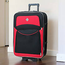 Велика дорожня валіза на колесах Bonro Style L тканинна чорно-червона з кодовим замком і висувною ручкою, фото 3