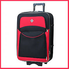 Середня дорожня валіза на колесах Bonro Style M тканинна чорно-червона з кодовим замком і висувною ручкою