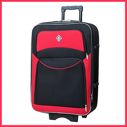 Велика дорожня валіза на колесах Bonro Style L тканинна чорно-червона з кодовим замком і висувною ручкою, фото 1