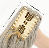 Шиньйон хвіст на крабі Сріблястий блонд каскад 40 см термовлокно, фото 3