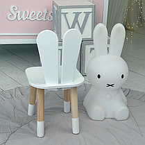 Дитячий стільчик вушка зайчика 26.5х26х25 см, стілець у дитячу кімнату до 7 років, білий, фото 3