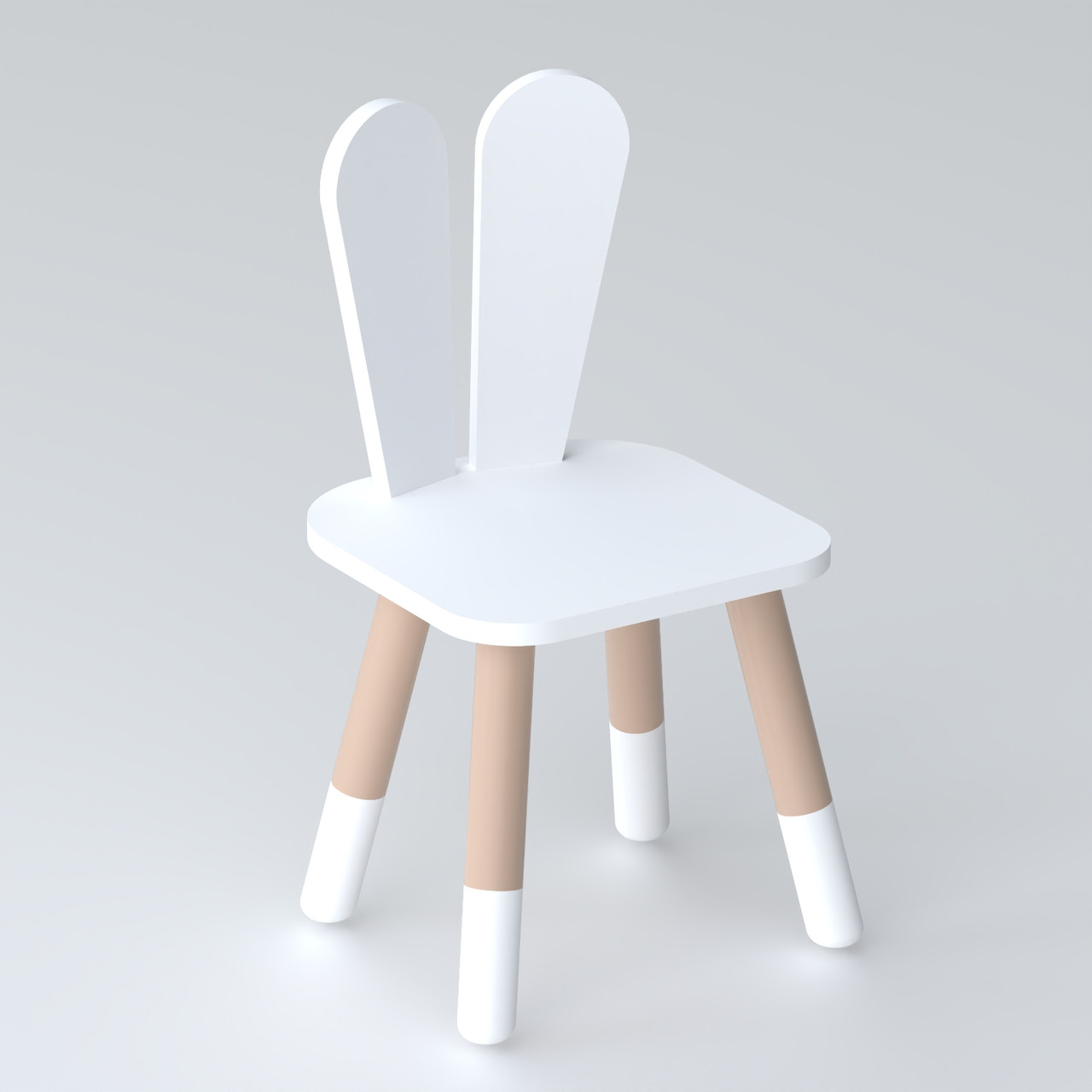 Дитячий стільчик вушка зайчика 26.5х26х25 см, стілець у дитячу кімнату до 7 років, білий