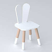 Дитячий стільчик вушка зайчика 26.5х26х25 см, стілець у дитячу кімнату до 7 років, білий